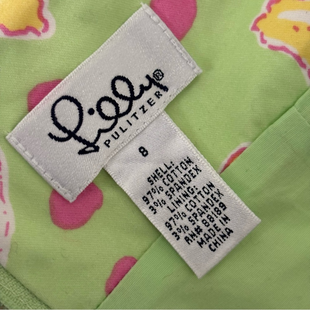 Lilly Pulitzer Green Pink Floral Halter Top w/ Lace Waist Detail Size 8 - Picture 6 of 7